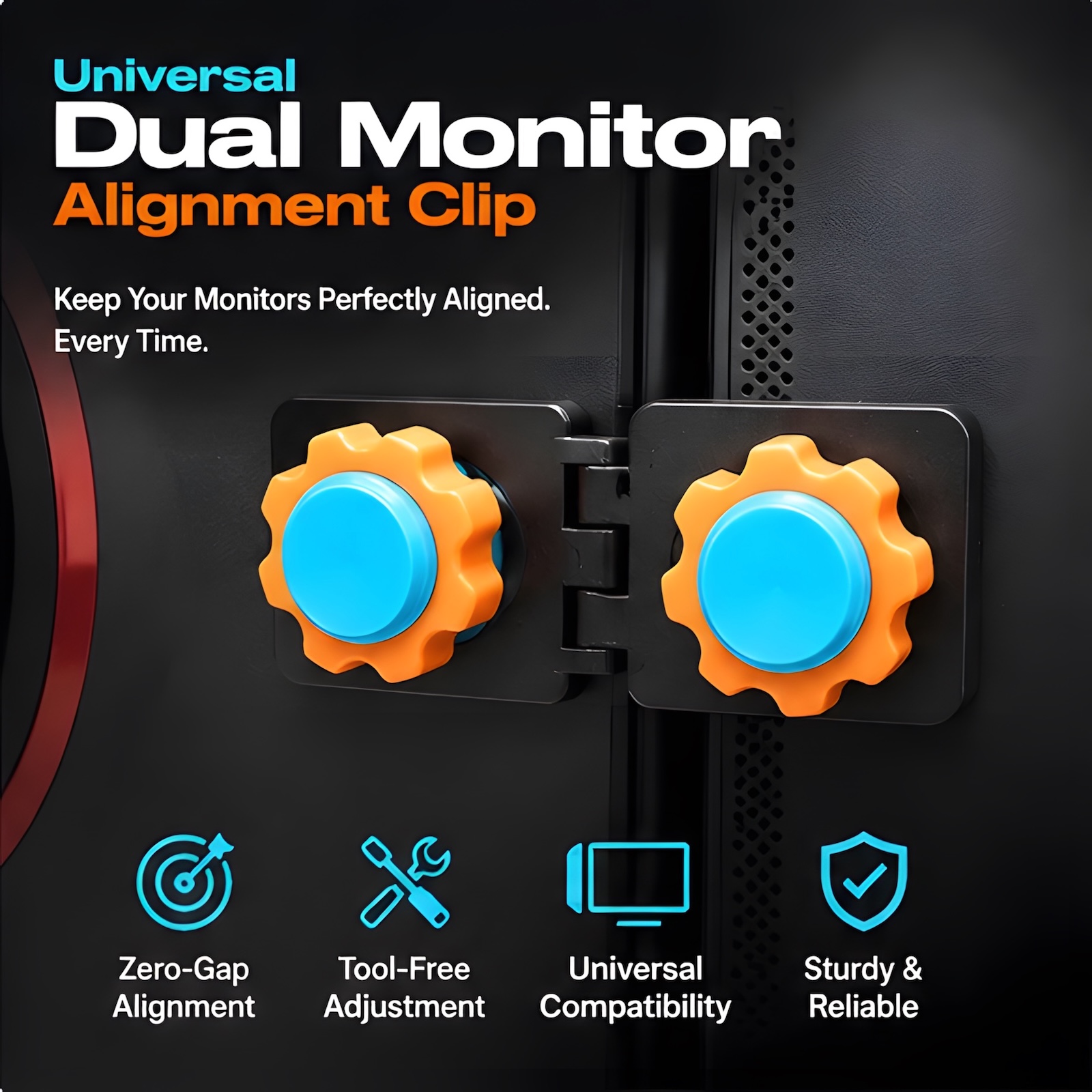 Screen Alignment Tool - คลิปจัดตำแหน่งจอภาพคู่แบบสากล ไม่ต้องใช้เครื่องมือ ตัวเชื่อมต่อหน้าจอแบบไร้ช่องว่าง ขายึดติดตั้งด้วยกาวสองหน้า สำหรับเล่นเกมและทำงานในสำนักงาน