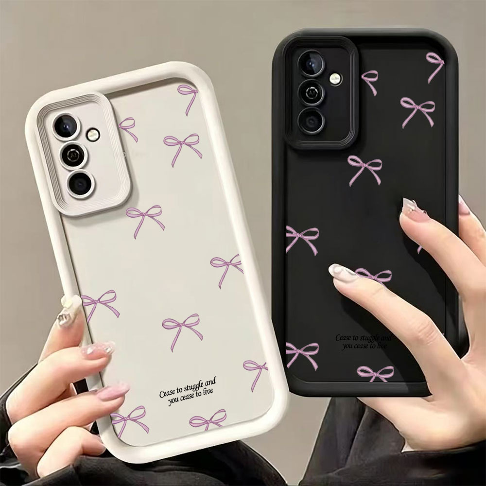 Samsung Galaxy S25 - เคสโทรศัพท์ TPU นิ่มลายโบว์สีชมพู สำหรับ Samsung Galaxy