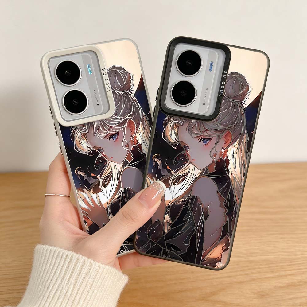 Realme C67 - เคสโทรศัพท์สีเงินลายการ์ตูนอนิเมะสาว M-Moons สำหรับ Realme 14X 14